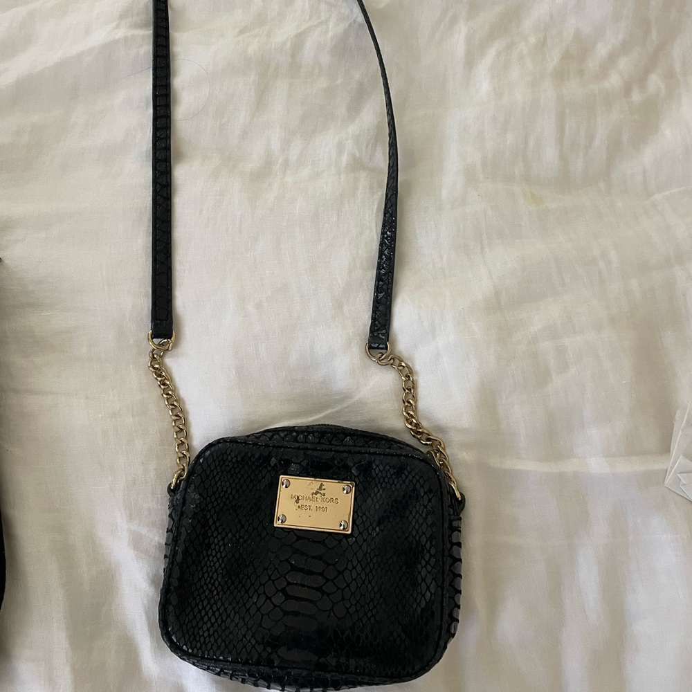 Michael Kors Crocodile Zip Crossbody in Black